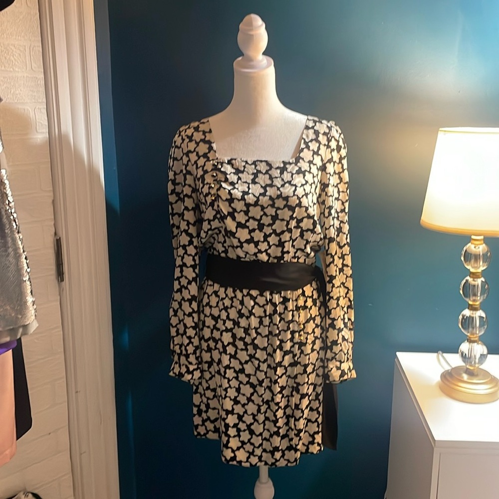 LEIFSDOTTIR Black and White Floral Mini Dress